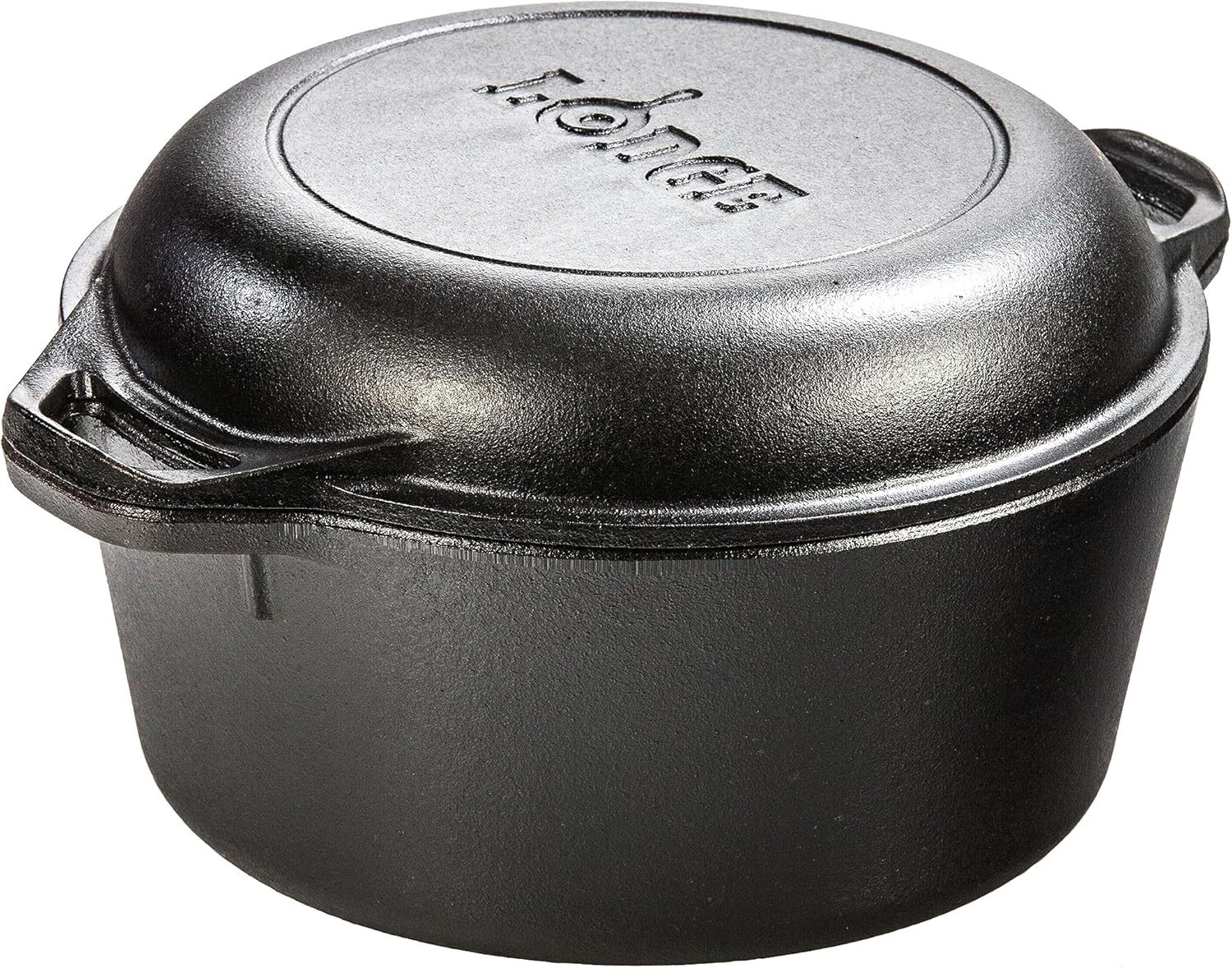 5 Quart Cast Iron Double Dutch Oven – Pre-Seasoned – Lid Converts to 10.25