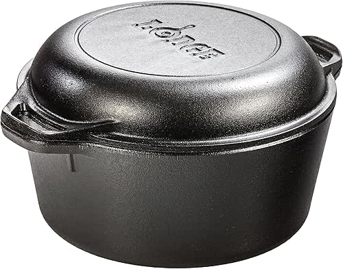 Lodge 5 Quart Cast Iron Double Dutch Oven – Pre-Seasoned
