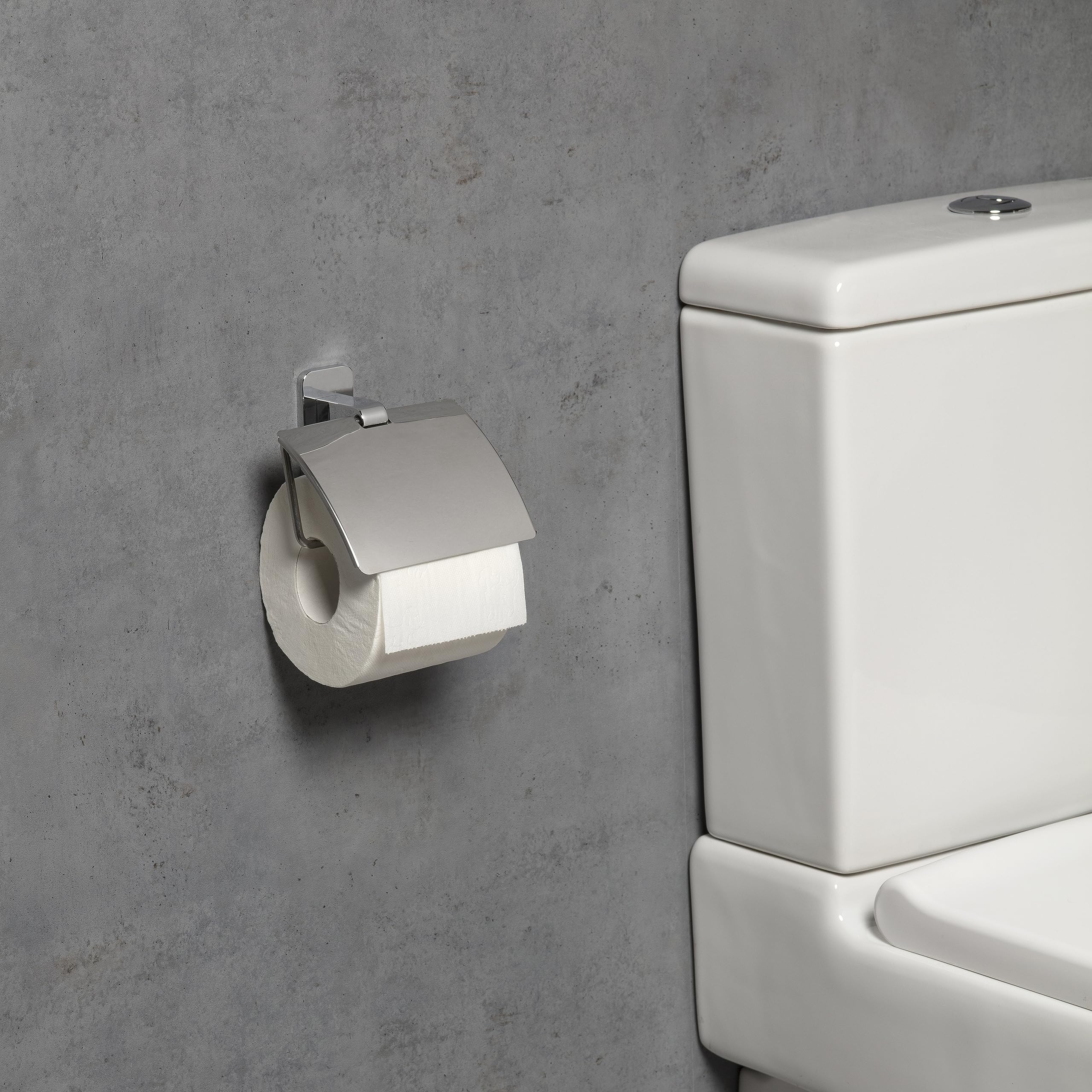 TATAY Toilet Roll Holder with Lid for Toilet Paper Slim Stainless Steel - Image 3
