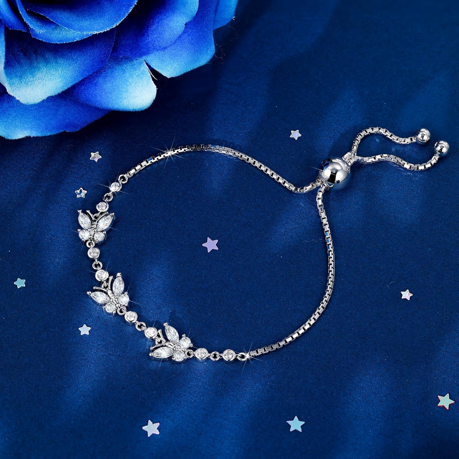 S925 Sterling Silver Butterfly Charm Bracelet For Women Birthstone Butterfly Jewelry Charms Bracelets Gifts For Birthday Anniversary Valentines Day For Her - Image 4