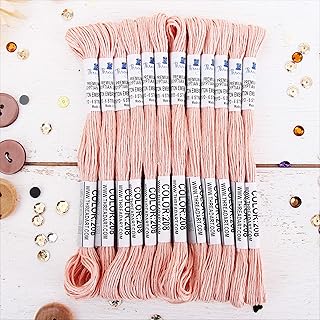 12 Skeins ThreadArt Premium Egyptian Long Fiber Cotton Embroidery Floss | Peach | 6 Strand Divisible Thread 8.75yds Each f...