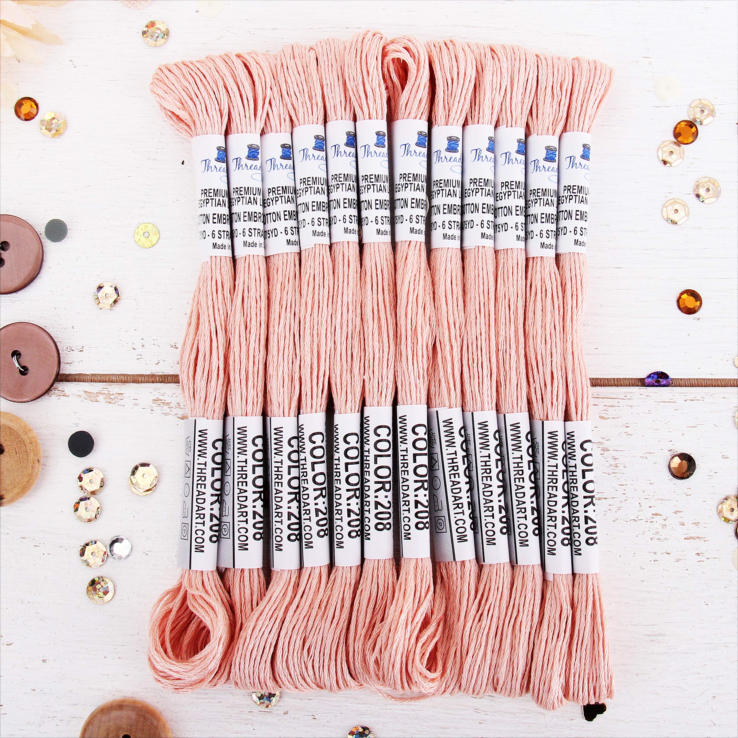 12 Skeins ThreadArt Cotton Embroidery Floss, Light Peach