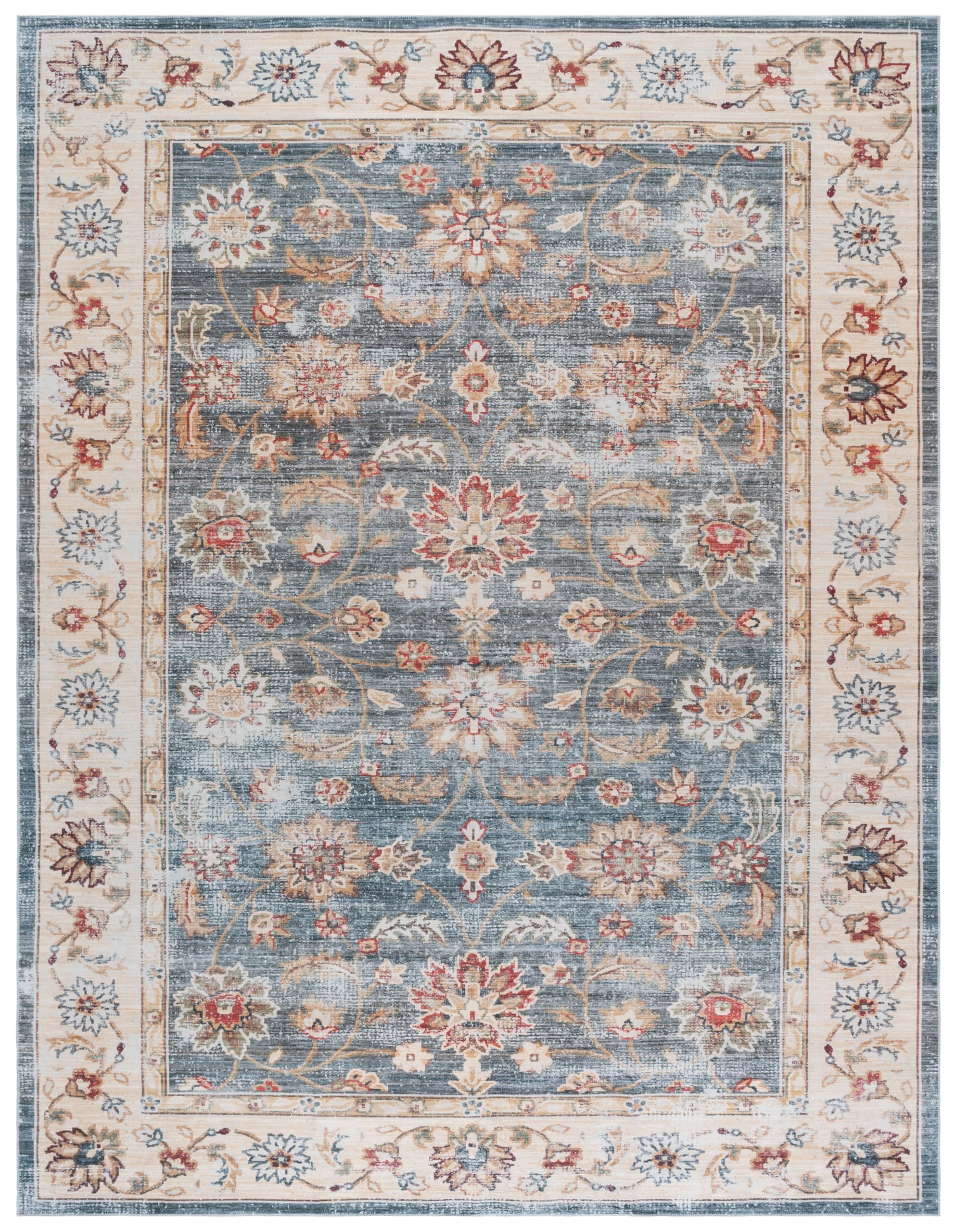SAFAVIEH Tapis de Sol Vieilli Rug Idéal pour Les Zones à Fort Passage - Lavable en Machine et Antidérapant - Arizona Collection, Tapis à Poil Court, in Vert et Beige, 240 X 300 cm