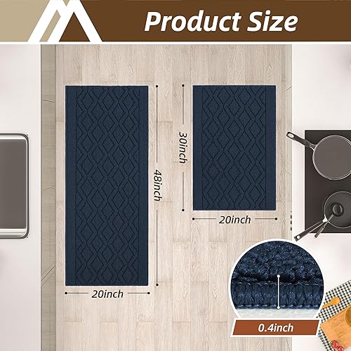 Miniatura 141 de COSY HOMEER Tapetes de cocina antideslizantes de polipropileno grueso para el hogar, lavable a máquina, 20 x 30/20 x 48 pulgadas, rojo