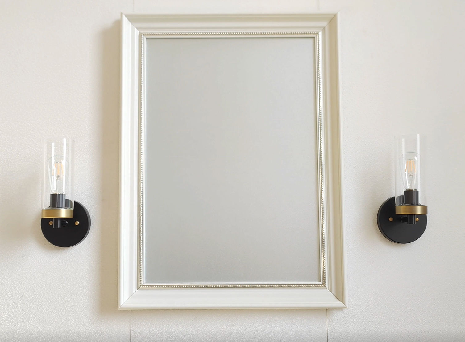 Image of 1-Light Wall Sconce Hardwired Brushed Nickel Bathroom Vanity Light Fixtures Over Mirror, Brushed Nickel Indoor Sconces Vanity Wall Lights for Bathroom Bedroom Living Room Hallway
