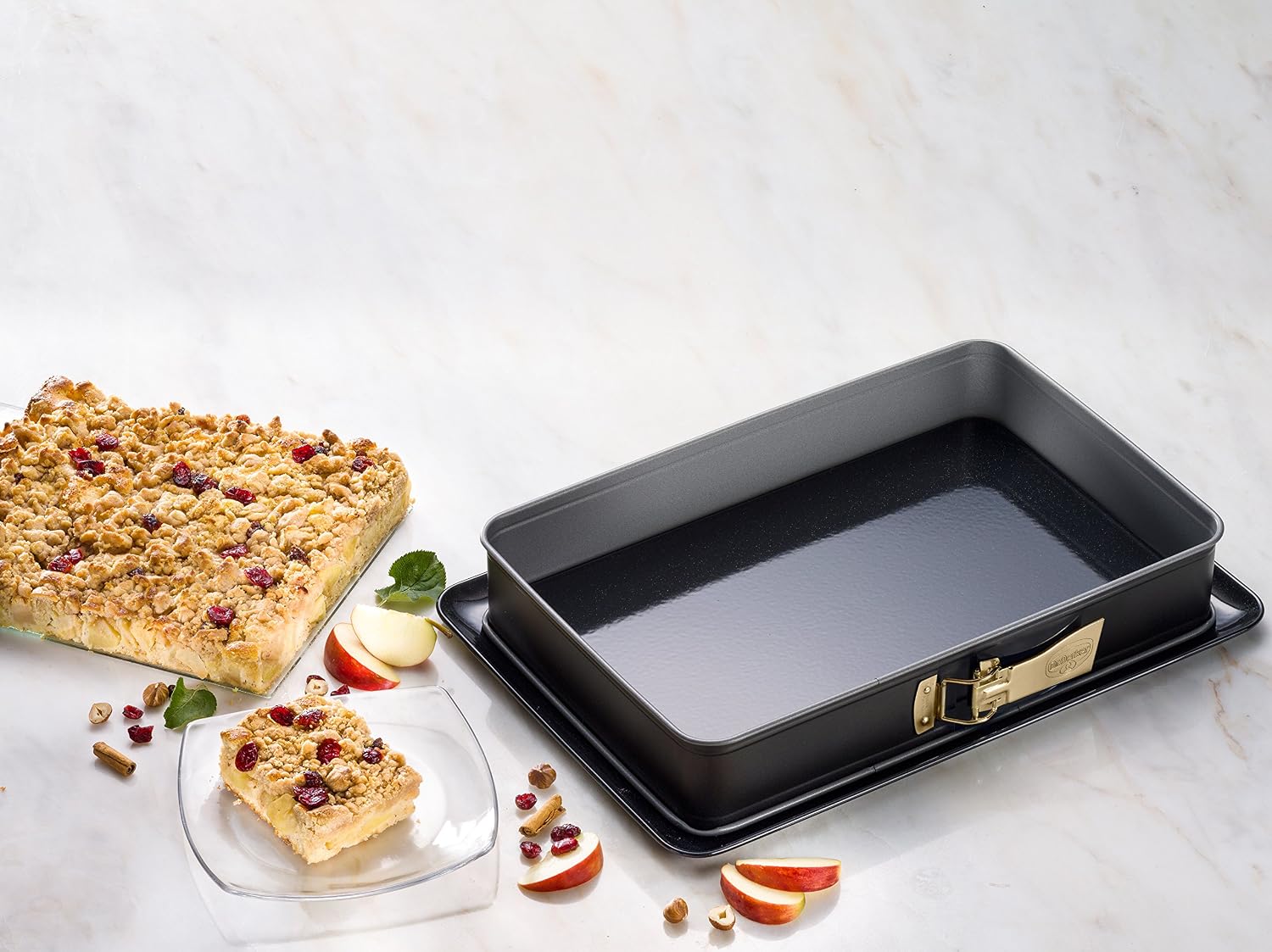 Dr. Oetker Removable Mould 38 x 25 x 7 cm, Steel with Non-Stick Coating Quality, Grey and Black, 1 Unit