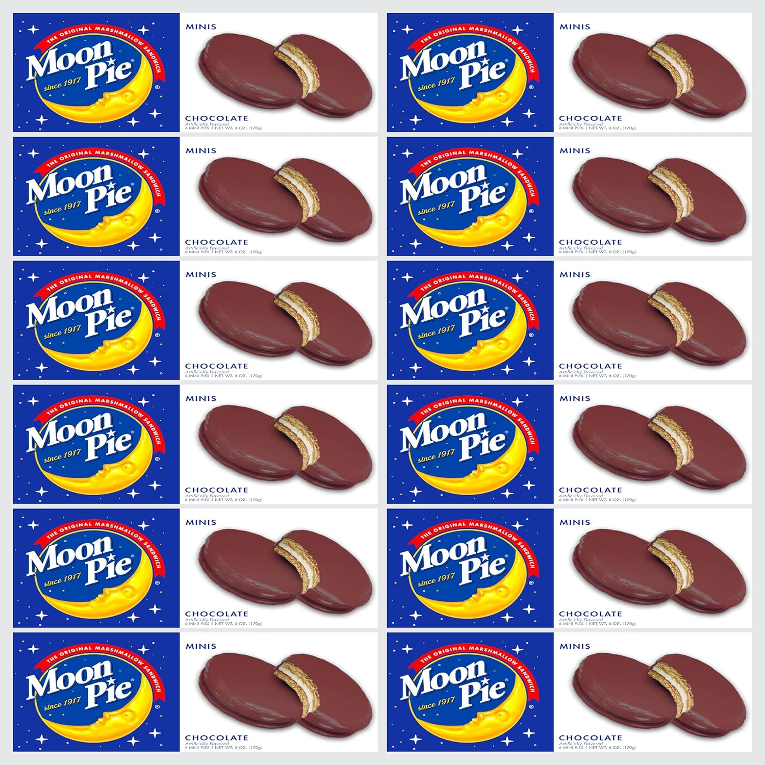 Mini Moon Pies Bulk 72 Individually Wrapped Pies (Chocolate)