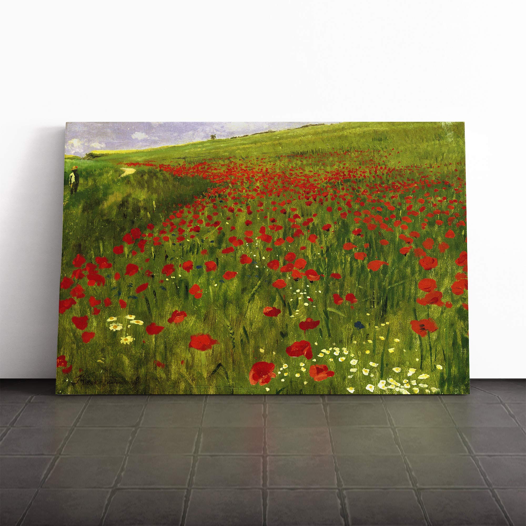 Pal Merse Meadow with Poppies Canvas Print | Gallery Wrapped 30mm Frame Wall Art | 24x16 inches | Ready to Hang | Modern Landscape Picture | Living Room Bedroom Lounge Office
