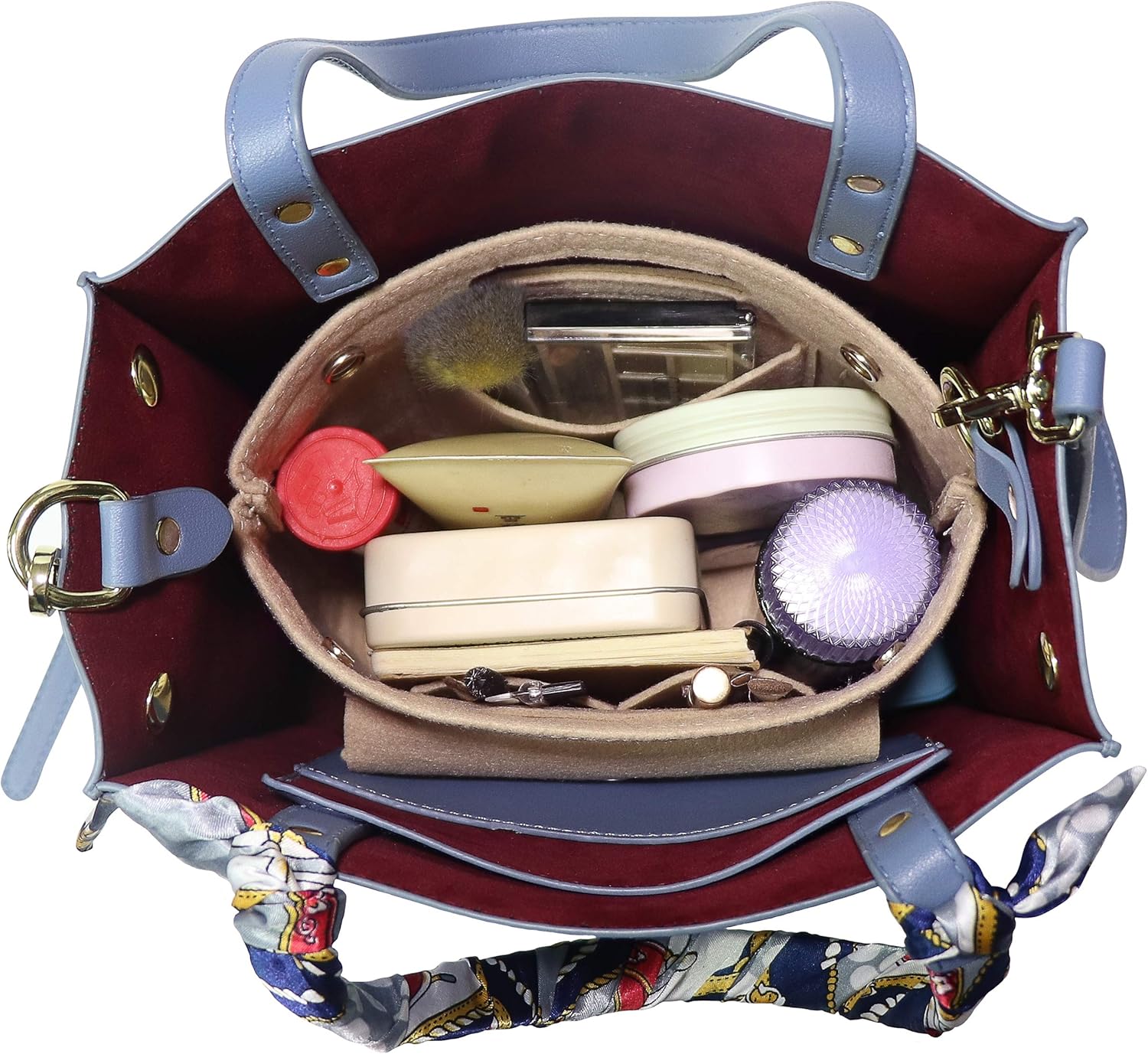 Soyizom Mini Organizer Felt Bags Inner Pockets Shopping Bag Handbag Organizer Insert for Speedy Neverfull NeoNoe Noe BB, Beige, beige, small - Image 6