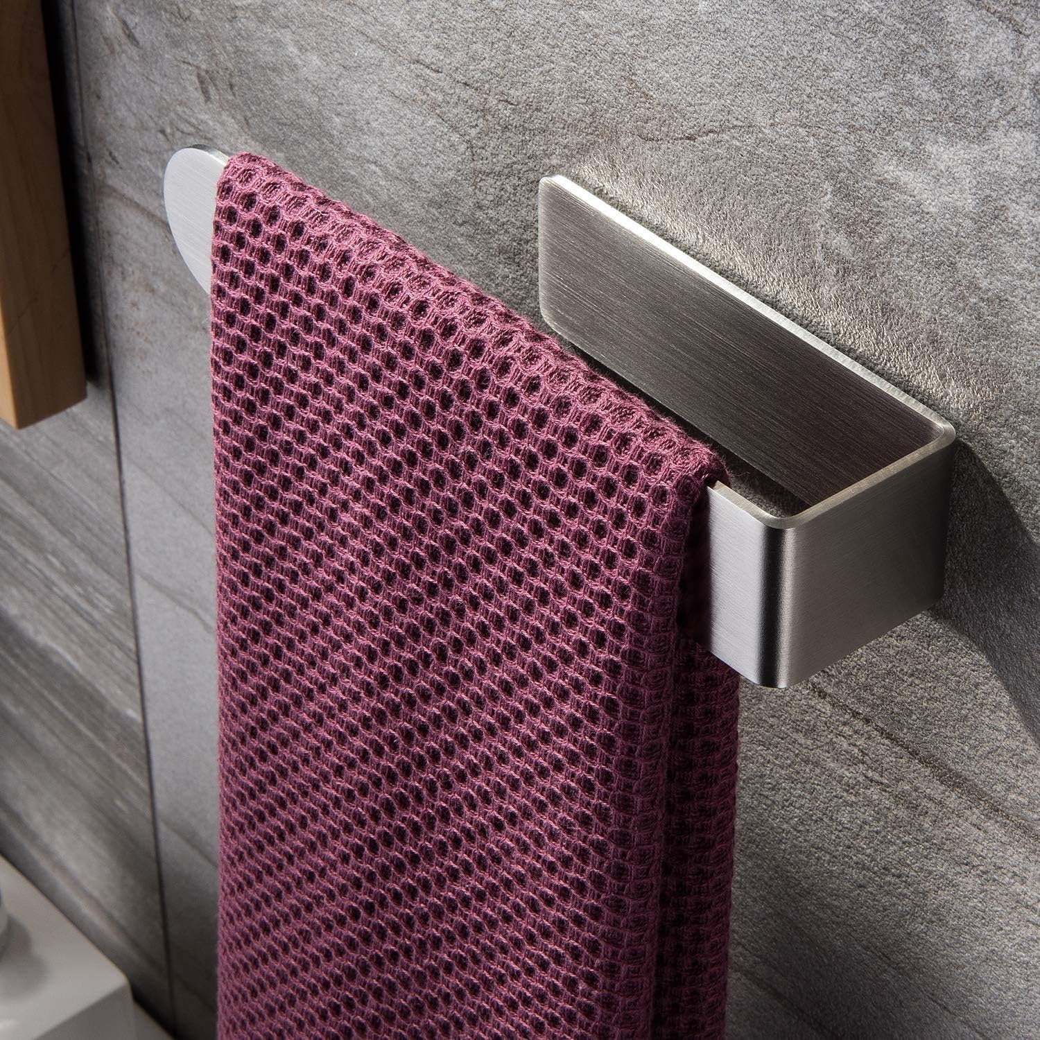 YIGII Hand Towel Holder/Towel Bar - Self Adhesive Towel Ring for Bathroom and Kitchen No Drilling, Stainless Steel Brushed