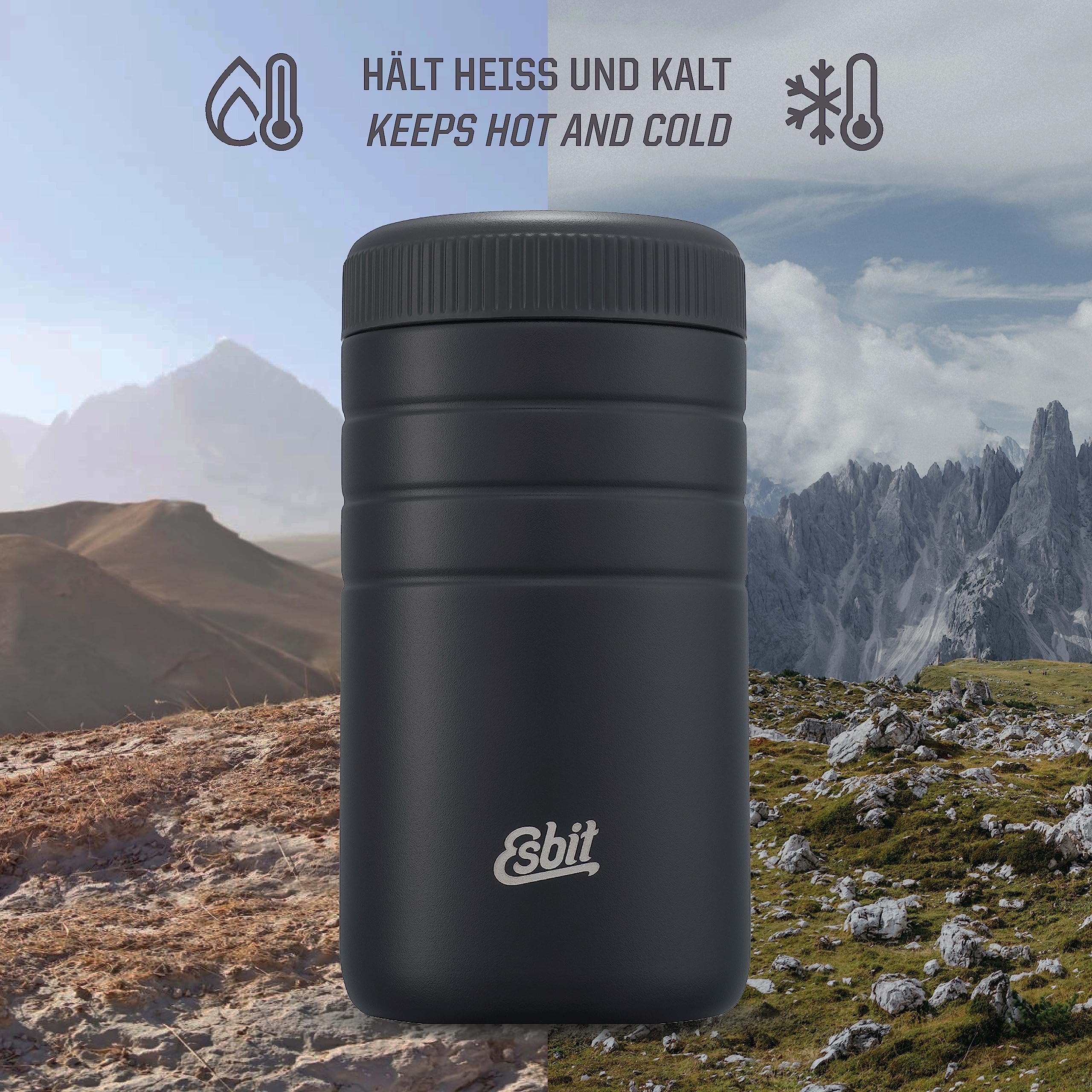 Esbit Thermobehälter Majoris | Edelstahl | BPA-Frei | Schwarz & Silber | 0,4L & 0,55L | für warme Speisen, Suppe, Lunch
