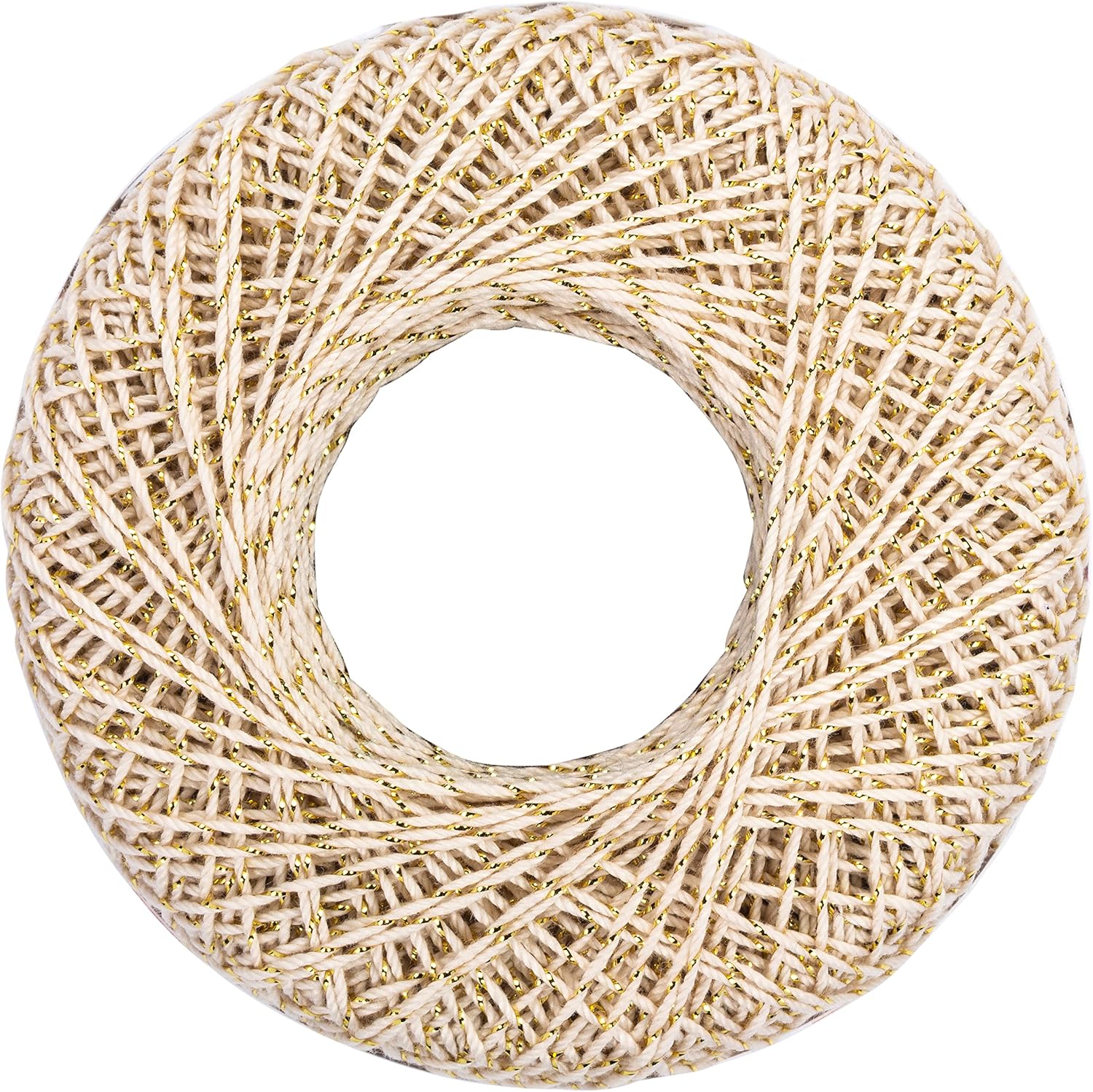 Coats Crochet 154M.0226G Aunt Lydia's Cotton Metallic Size 10, Natural/Gold