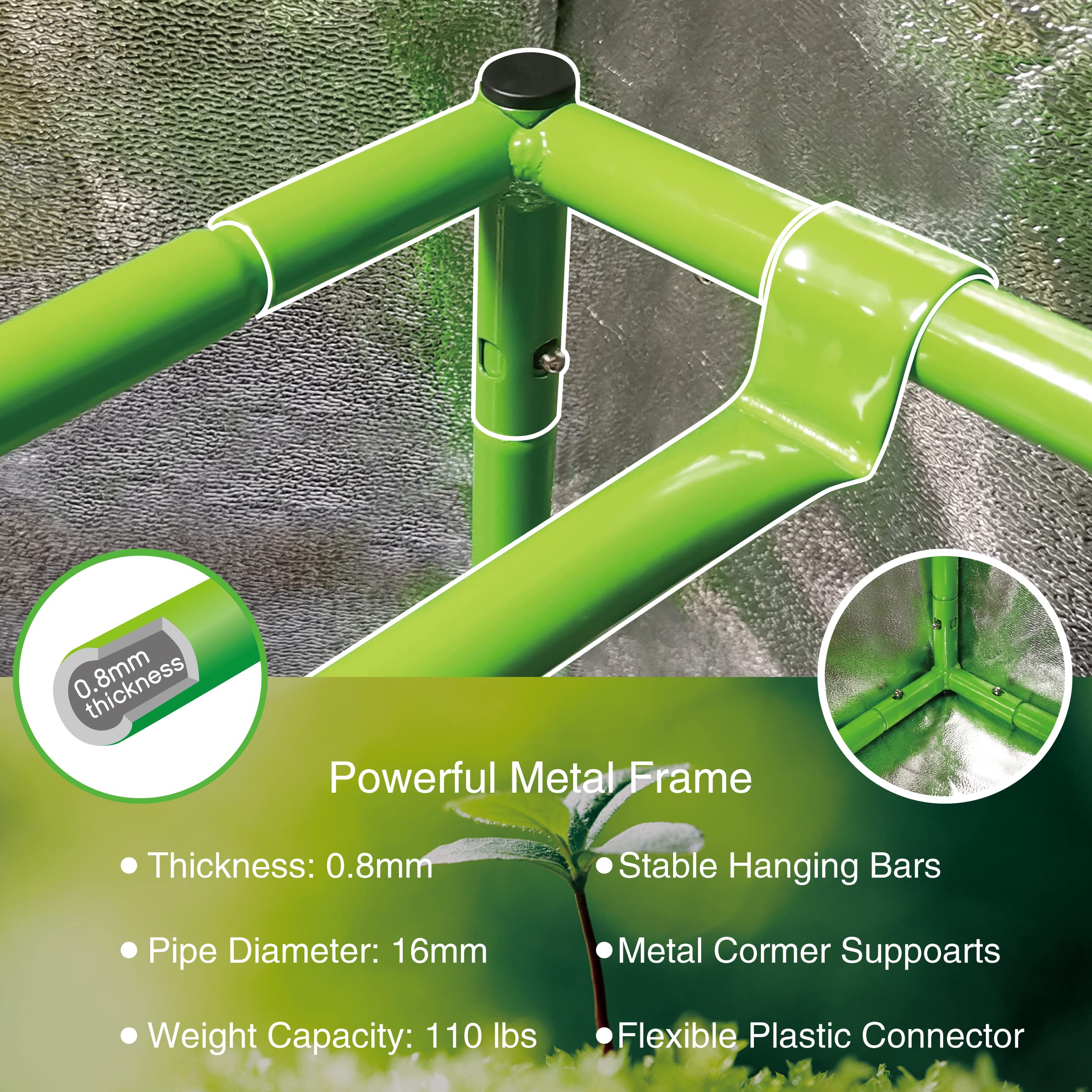 Groworld Grow Tent, 24''x24''x48'' Greenhouse Grow Tent High Reflective 600D Mylar Hydroponic Grow Tent with Observation Windows and Removable Floor Tray for Indoor Plant Growing (from Texas)