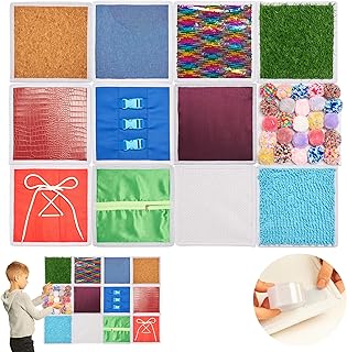Sensory Wall Panel for Kids | 12 Pcs Sensory Squares | Sensory Tiles for Wall and Floor | Sensory Mats | Sensory Room Must Haves | Equipment for Sensory Needs | Sequin Flip Board
