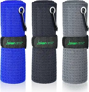 Jiskan Pro Microfiber Golf Towel Set with Hooks and Gift Box (16" x 16")