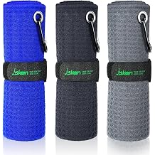 Jiskan Pro Golf Towel Microfiber Golf Towel for Golf Bags (16" X 16") with Hook, Loop Fastener and Gift Box, Essentials Golf Accessories for Men, Golf Gifts for Men/Women