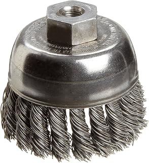 Weiler 13284 2-3/4" Single Row Knot Wire Cup Brush, .020" Steel Fill, 3/8"-24 UNF Nut, Made in the USA