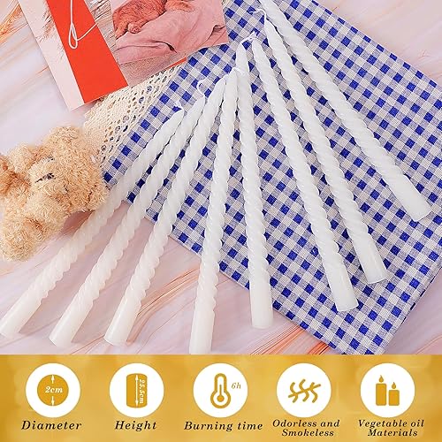 Miniatura 4 de Velas cónicas giratorias, velas de cena sin goteo en espiral blanco de 10 pulgadas (8 unidades)