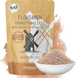 bioKontor – Bio Flohsamen ganz 1000g – indische Flohsamen 99% Reinheit – Psyllium Samen ballaststoffreich – Rohkostqualität für Smoothies, Backen & Rezepte – naturbelassen – deutsche Handabfüllung