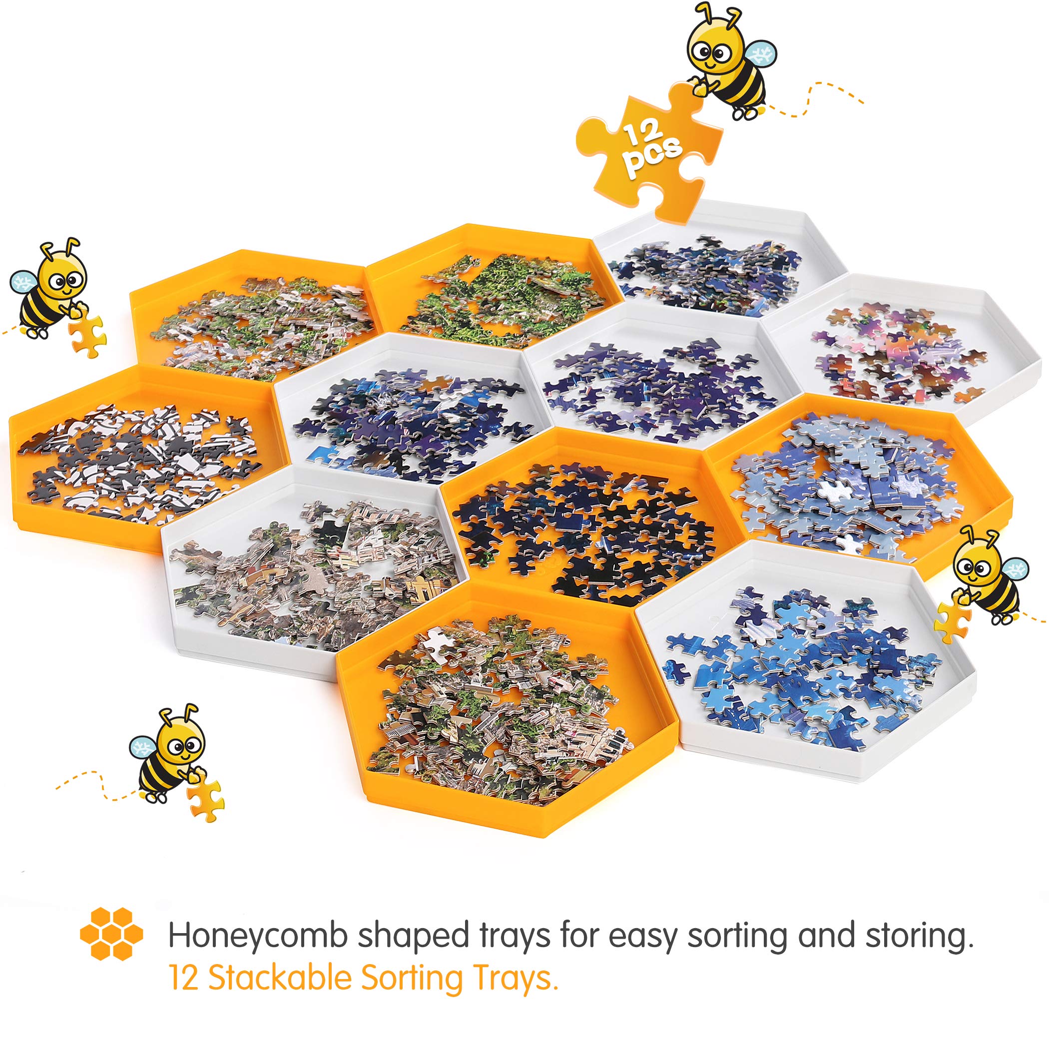 Trieur Puzzle Plateaux Empilables 1500 Pièces Plateaux De Tri Puzzle Becko - 8 Plateaux Empilables Avec Couvercle - Jusqu'à 1500 Pièces Rangement Puzzle Avec Couvercle Puzzle Rangement