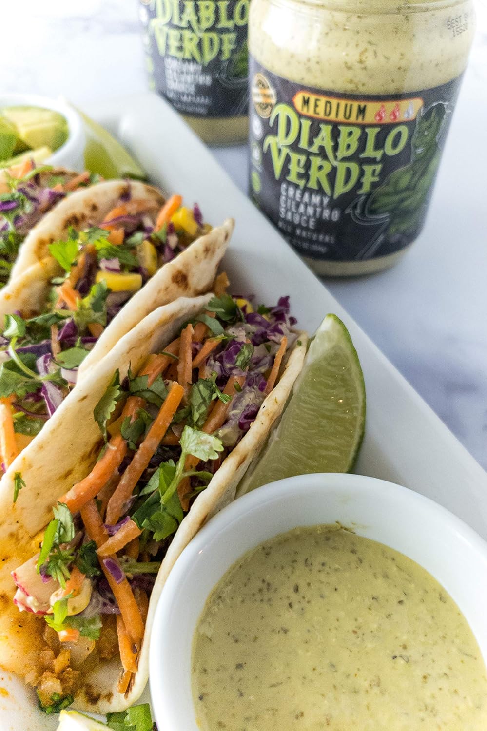 Diablo Verde Salsa, Award Winning Creamy Cilantro Sauce, Mild Heat Level, Medium Heat Level, Hot Heat Level, 12.5 oz bottle, Made with Cilantro, Garlic, Lime, Jalapeño Peppers, Vegetarian, Preservative-free, Soy-free, Egg-free (6-pack)