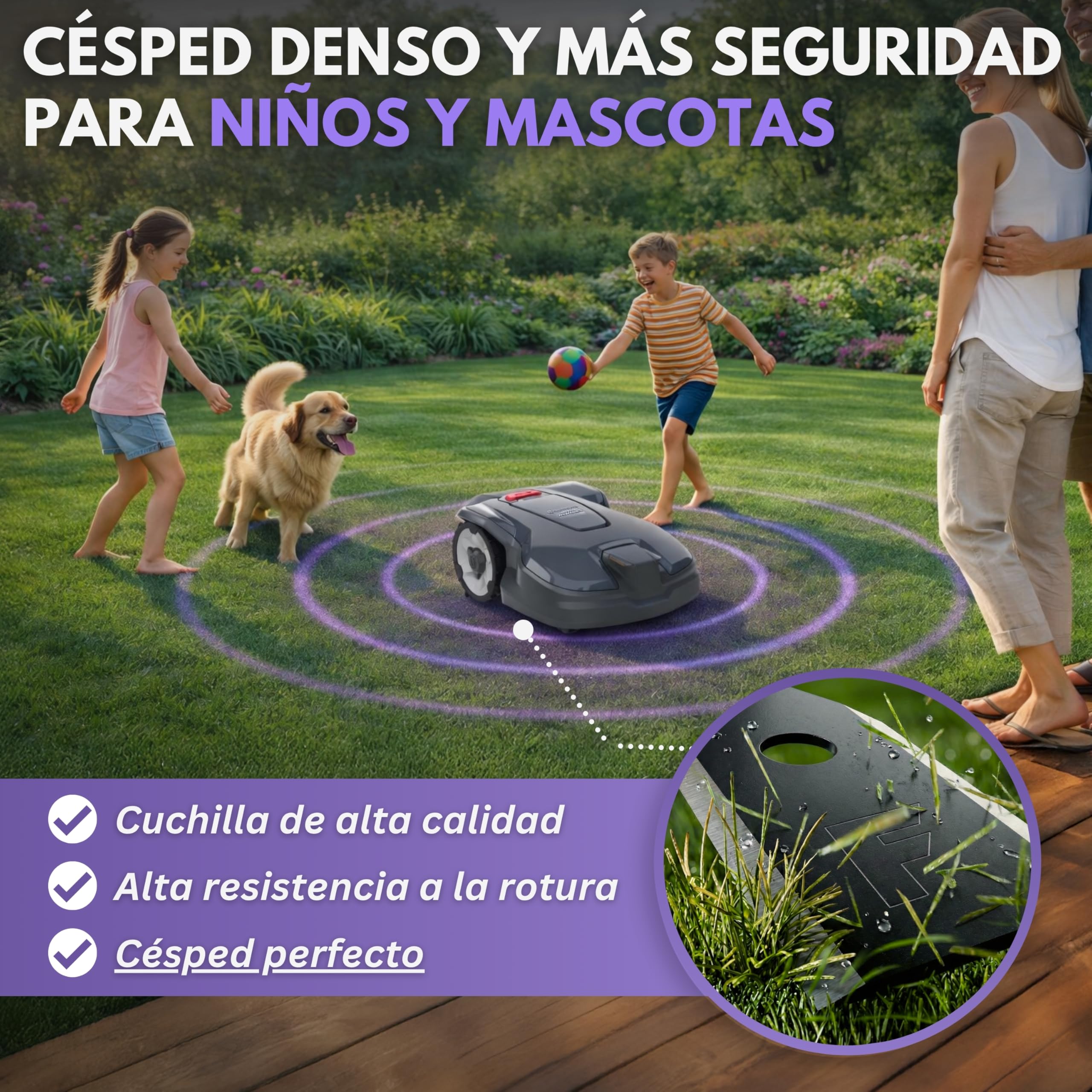 Filzada® 45x Cuchillas de titanio adecuadas para todos los cortacéspedes automáticos de Husqvarna - Cuchillas para cortacéspedes automáticos adecuadas para Husqvarna 305, 308, 310, y muchas más.