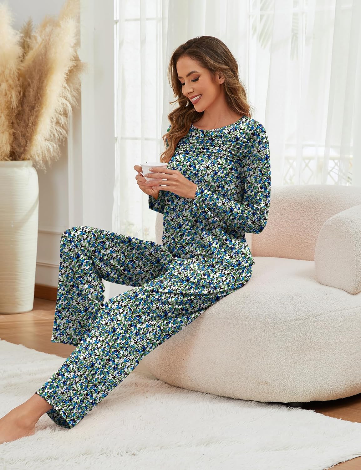 Womens Pajama Sets 2 Piece Loungewear Pj Set with Pockets Comfy Lounge Sets Sleepwear Ladies Sleep Set Long Sleeve - Image 2