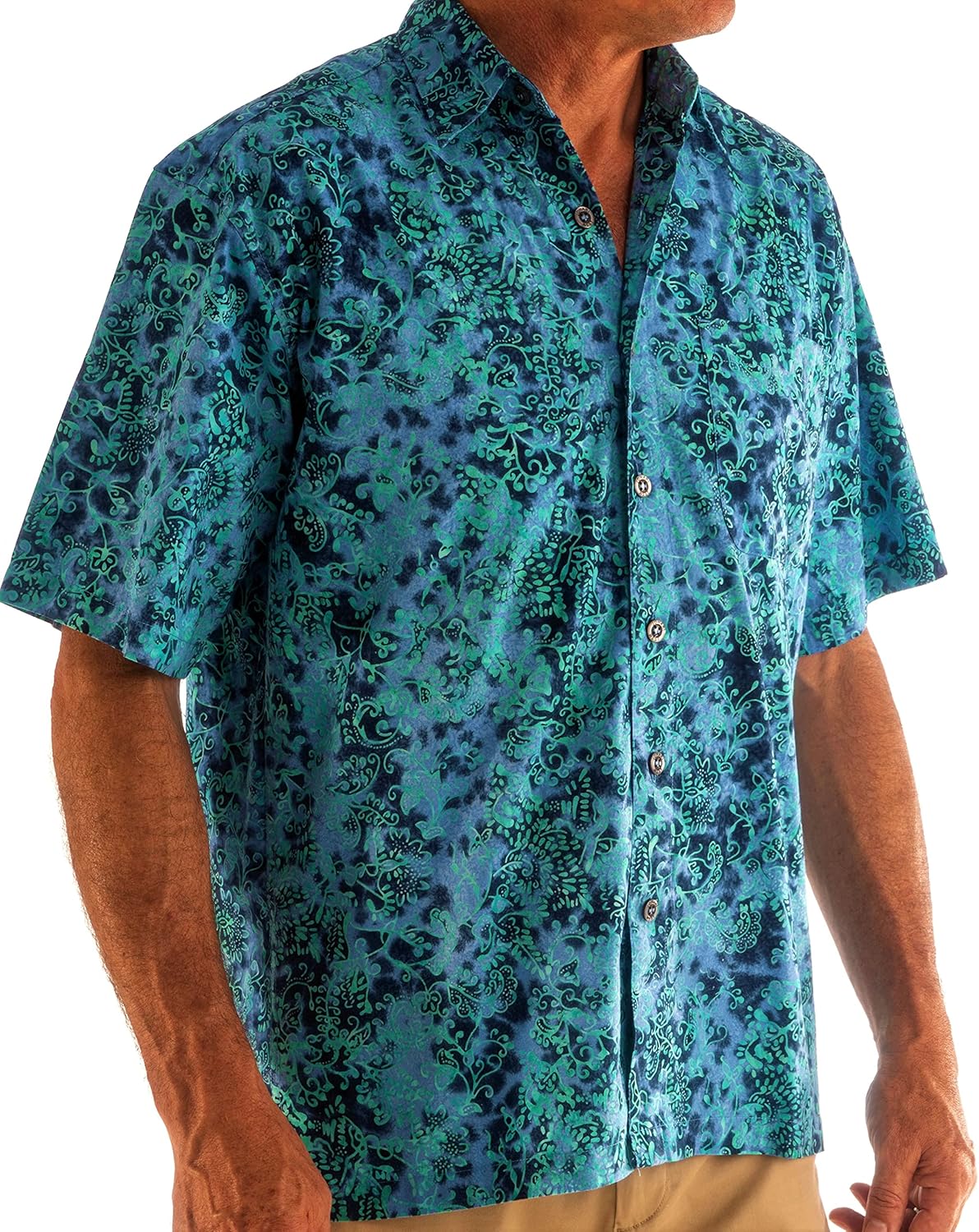 Indo Bay Tropical Hawaiian Cotton Batik Shirt