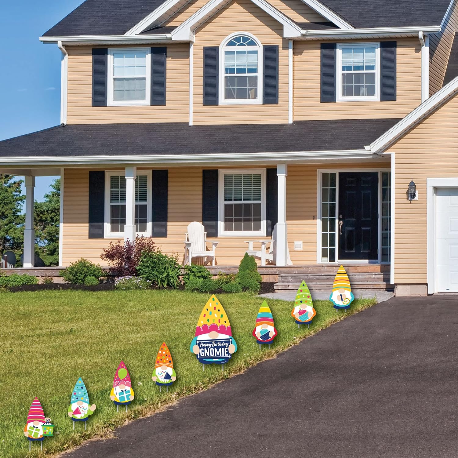 Big Dot of Happiness Gnome Birthday - Yard Sign and Outdoor Lawn Decorations - Happy Birthday Party Yard Signs - Set of 8