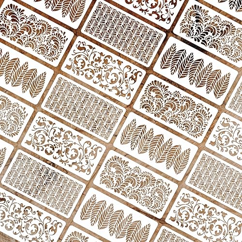 Vista 46 de INFUNLY Plantillas de pared de mandala para pintar paredes reutilizables de azulejos, plantillas de piso de concreto de 12 x 12 pulgadas para pintar