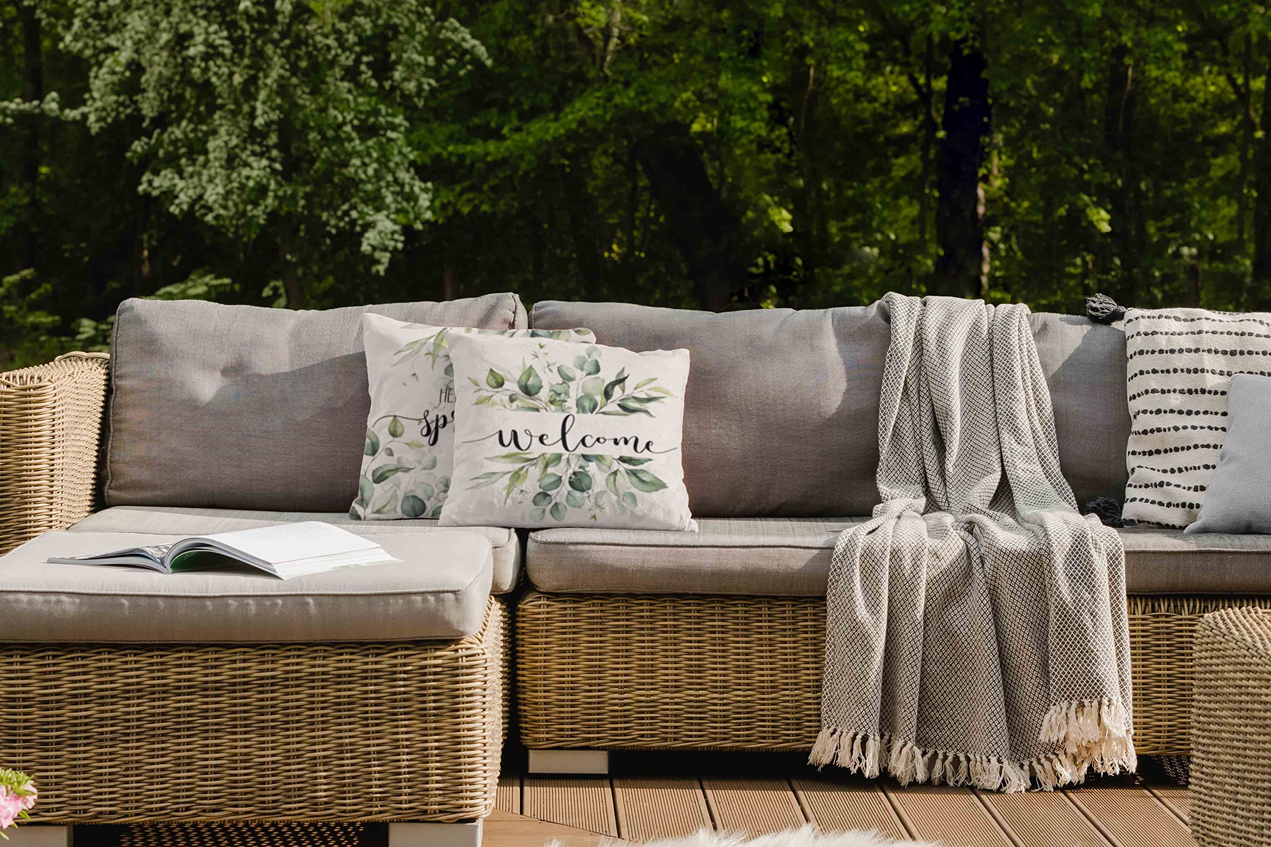Set di 4 federe per cuscino 45 x 45 cm, con scritta Home Set di 4 federe per cuscino 45 x 45 cm, con scritta Home
