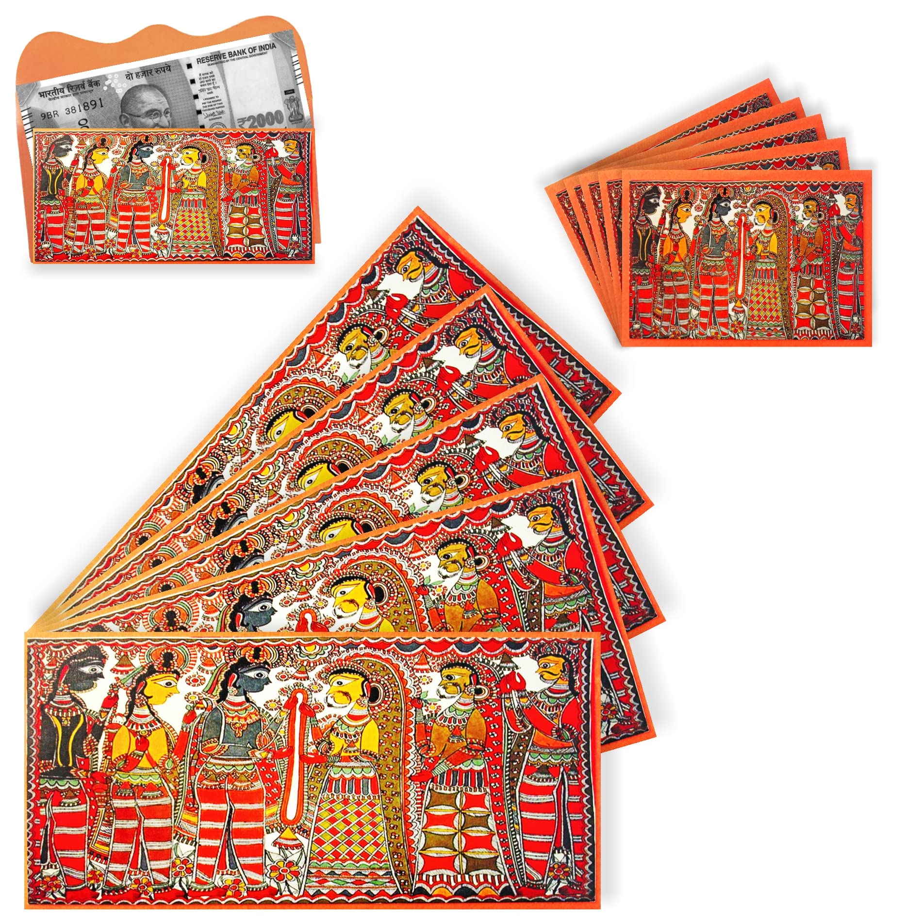 Home Genie Designer Shagun Lifafa/Gift Envelope - for Gifting Money on Birthday | Wedding | Sagan | Milni | Engagement | Marriage | Diwali | Rakhi & Other Occasions – Painting - Sita Swayamvar - 5
