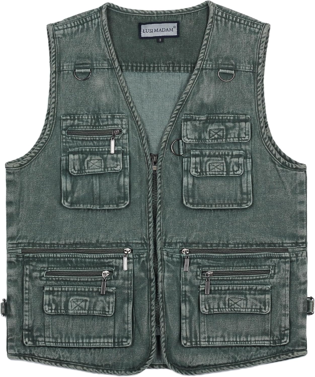 Men's Denim Multi-Pockets Leisure Work Fishing Outerwear Vest