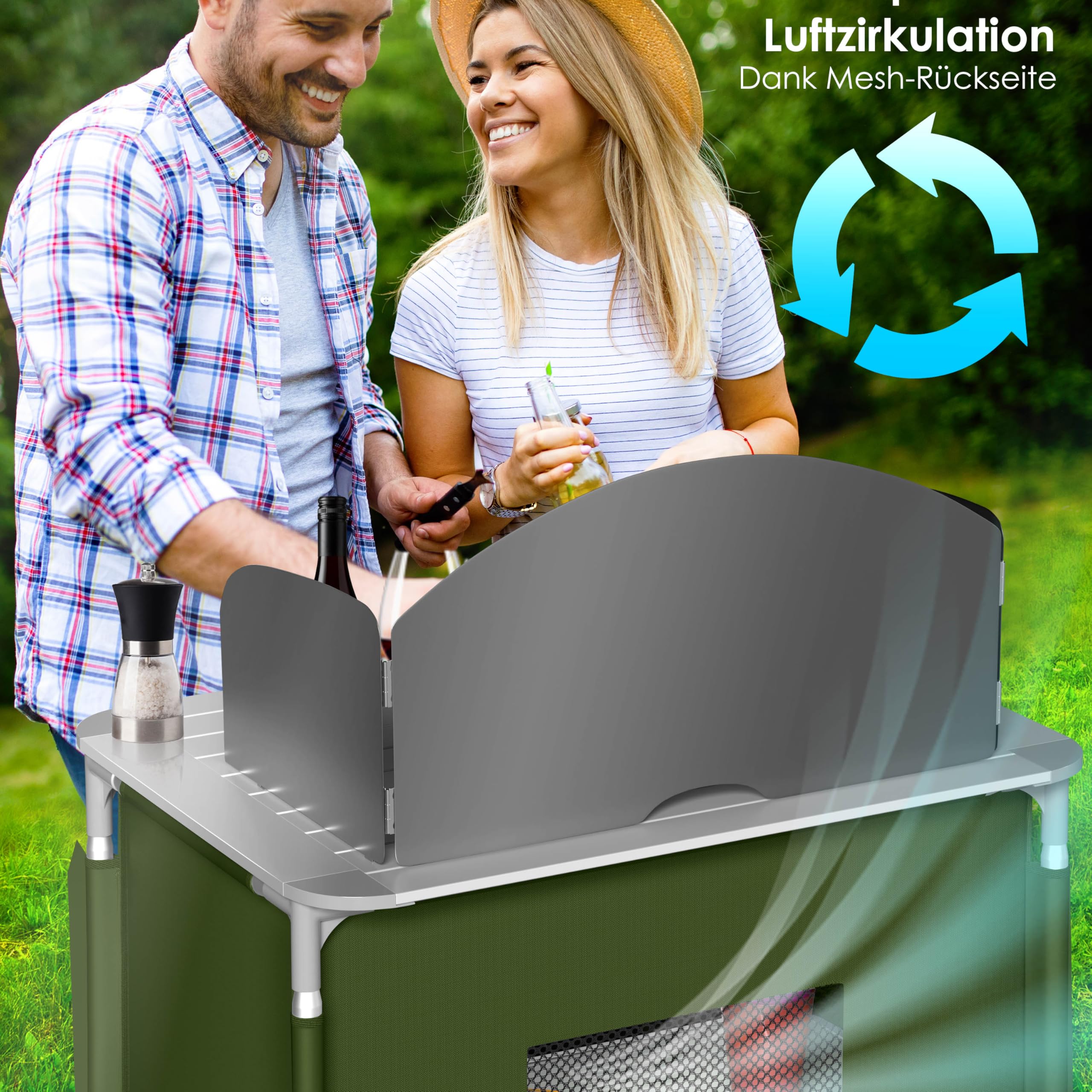 KESSER® Cucina da Campeggio, Armadietto da Campeggio Pieghevole con Borsa per Trasporto e Set di Bicchieri, Struttura in Alluminio