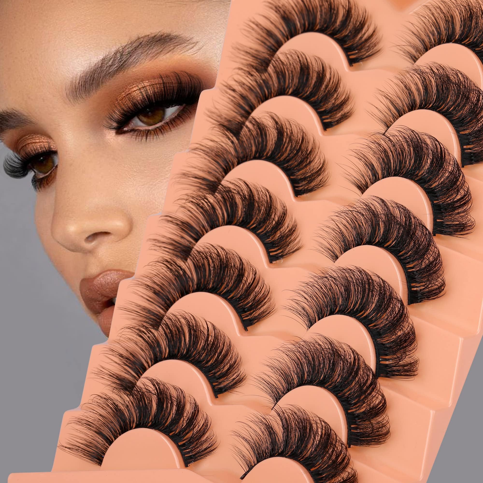 JIMIREMink Lashes 18MM Fluffy 6D False Eyelashes Volume Thick Dramatic Fake Lashes Look Like Eyelash Extensions Pestañas 7 Pairs Pack