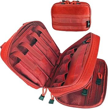 EPG Tactical Bag EDC Pouch, Molle Utility Pouch - Organizer, First Aid Black Backpack Organizer Pouches, Backpack, Modular Survival Bag, Gear, Large, Red