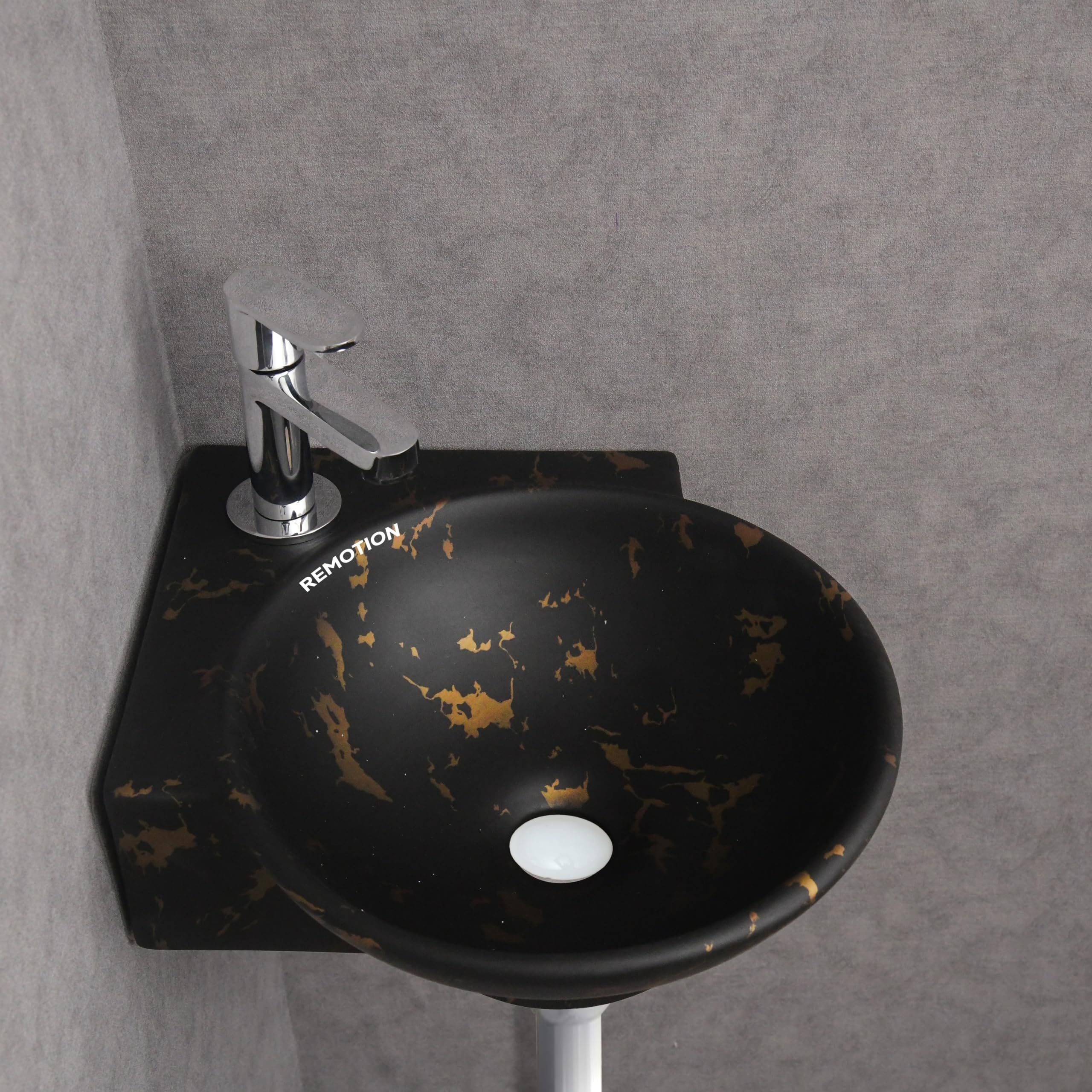 Black Gold Corner Sink - Wall Mounted Wash Basin -1 Black Gold Corner Sink - Wall Mounted Wash Basin -1