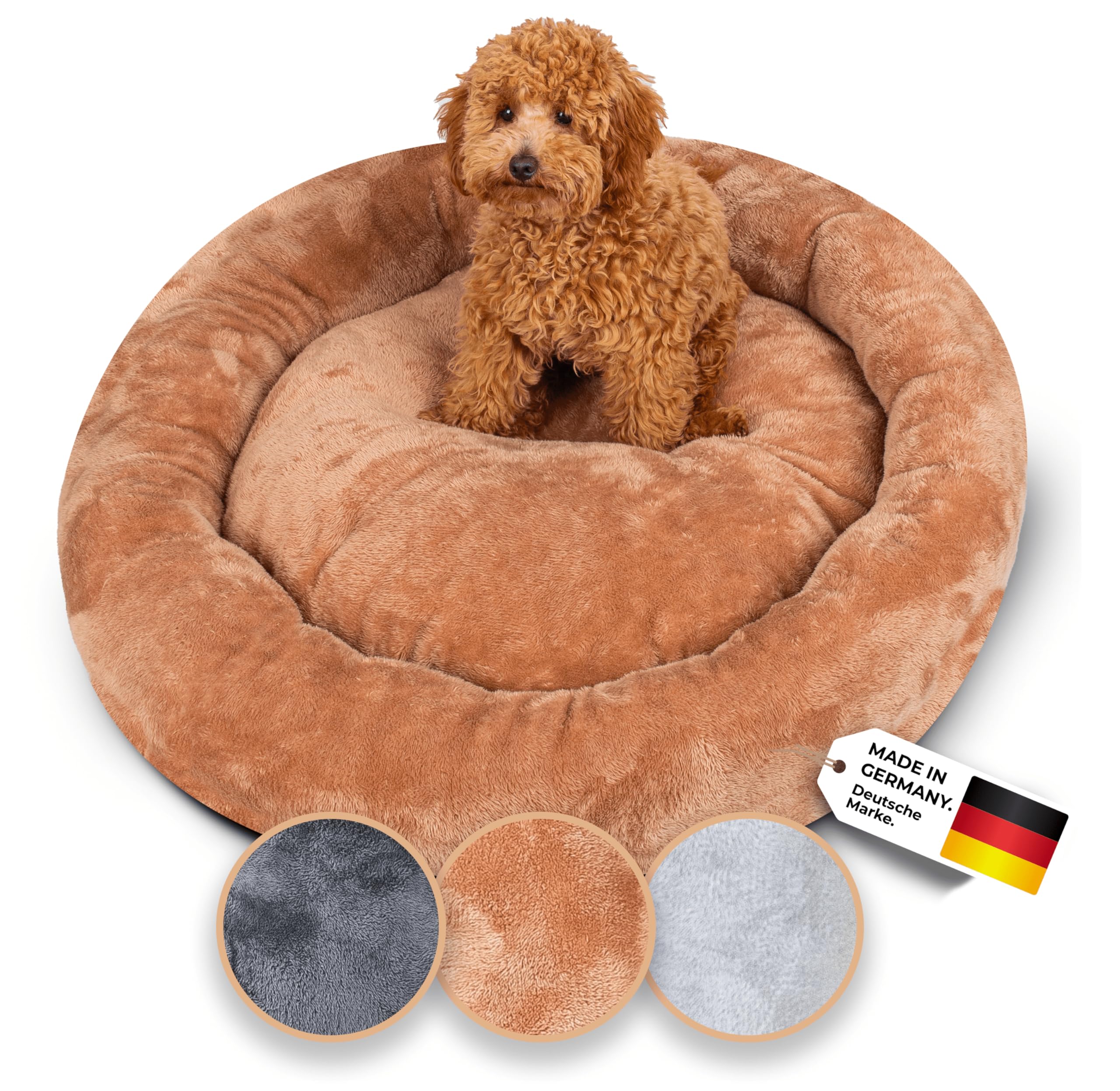 Belune Donutkissen Deluxe [Braun, 100cm], waschbar, Hundebett groe Hunde,  Hundedonut Kissen groe Hunde : Amazon.de: Haustier