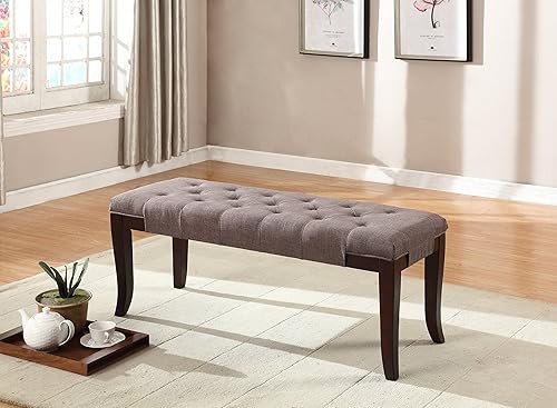 Roundhill Furniture Linon - Banco de tela copetudo, color marrón Marrón,Espresso,Gris,Blanco,https://www.amazon.com/dp/undefined