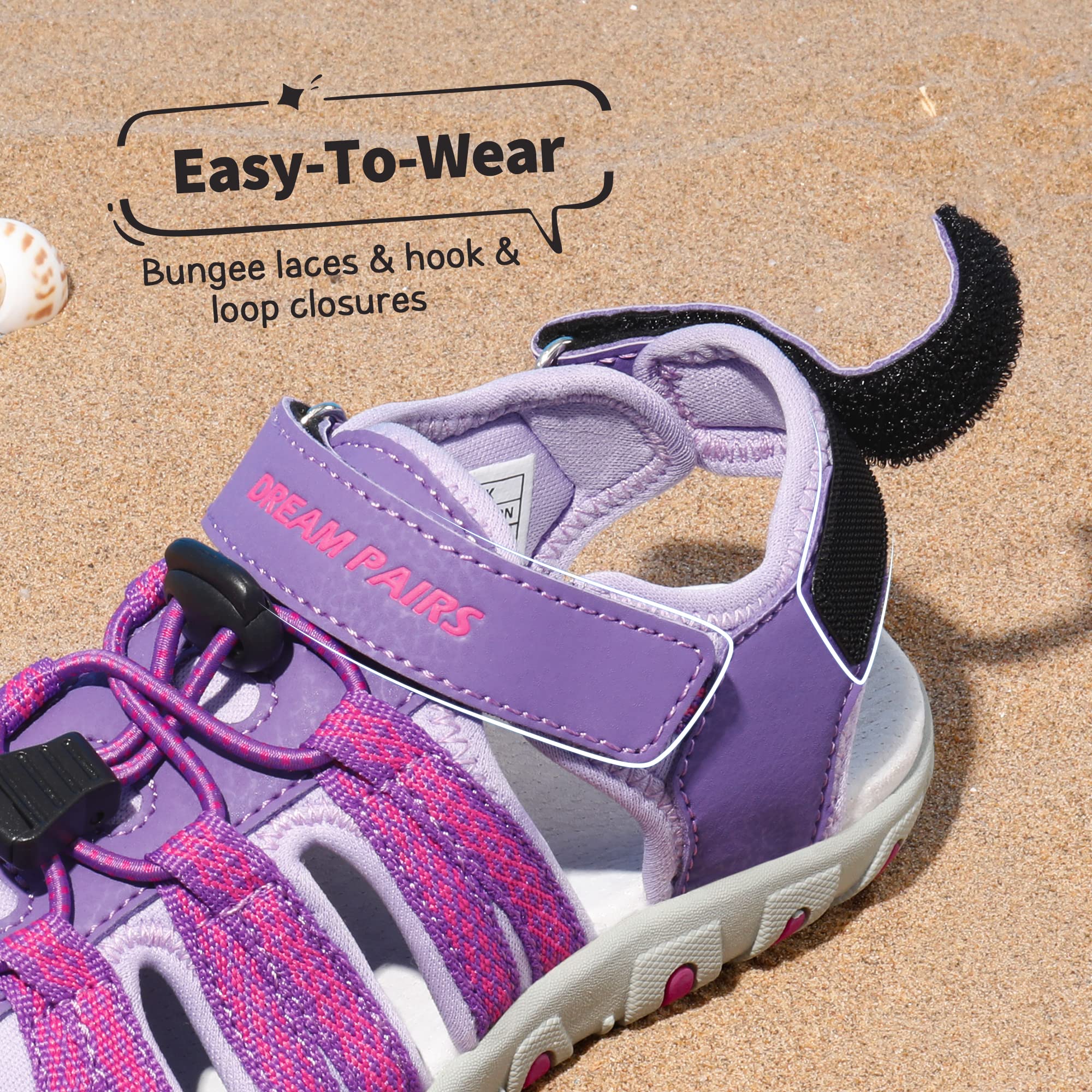 DREAM PAIRS Kids Sandals Toddler Girls & Boys Summer Outdoor Athletic Sport Sandals Hiking Beach Casual Closed Toe Adjustable Multicolor for Toddler/Little Kids/Big Kids - 5