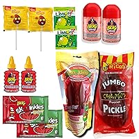 Vista 1 de Kit de pepinillos Tiktok Chamoy con dulces, incluye salsagheti Skwinkles, Lucas Gusano y mucho más de Ma Lit Candy