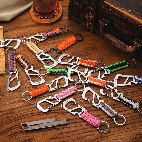 Miniatura 7 de KeyUnity KC00 Paracord Llavero Mosquetón, 550 Cordones de paracaídas Multiherramienta para exteriores, mochilas, hombres y mujeres