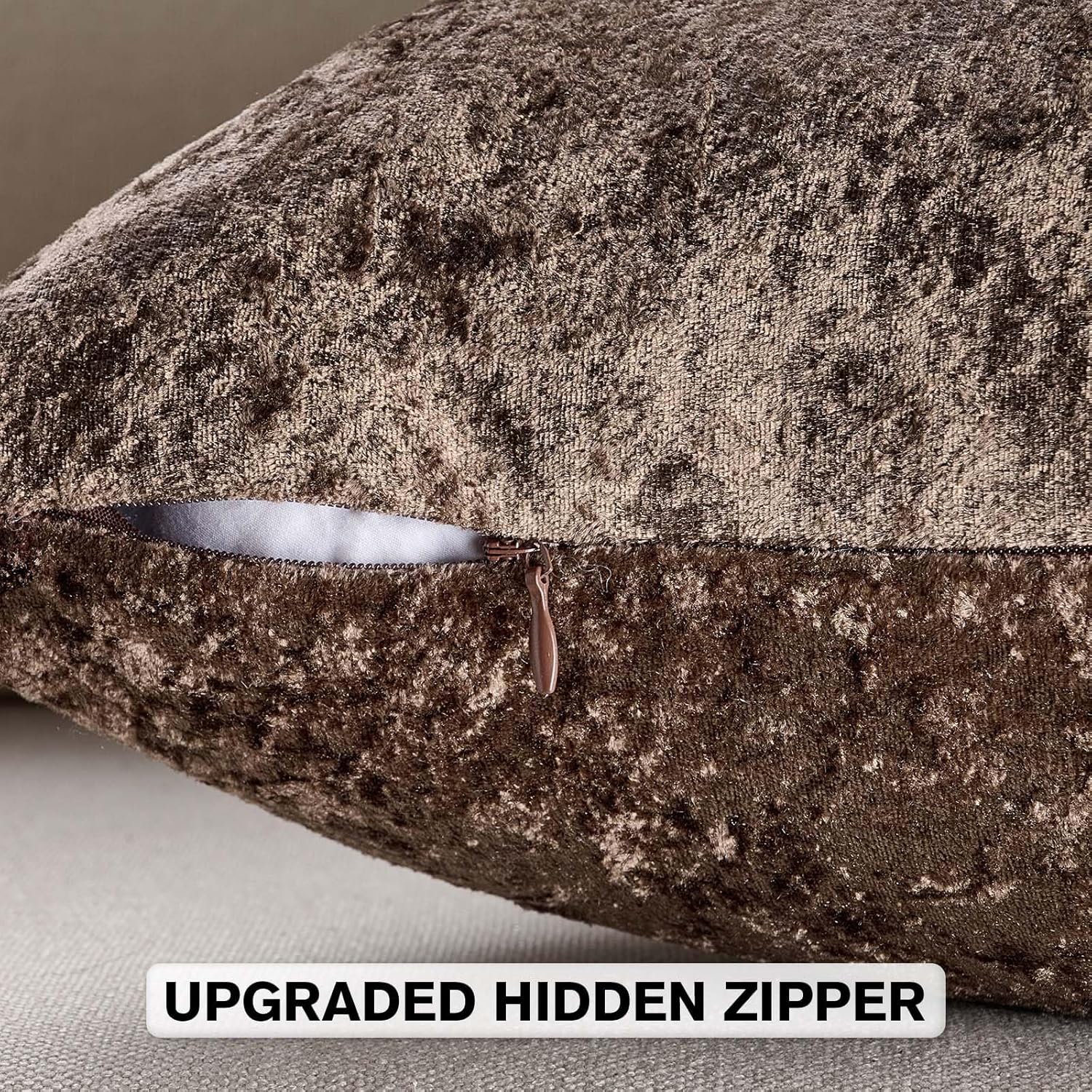 FUTEI Dark Coffee Flannel Throw Pillow Covers 18x18 Inch Set of 2,Soft Crushed Dimensional Textured Cushion Cases,Modern Home Decor for Couch Living Room - Image 3