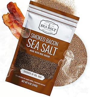 Bacon Seasoning Alderwood Smoked Sea Salt, Bacon Infused Cooking and Finishing Salt, 5 oz Bag.