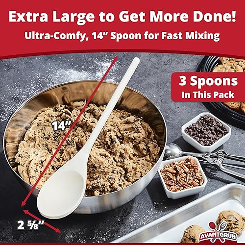 Miniatura 8 de Cuchara de madera súper cómoda, de grado profesional, juego de 6 piezas. Cucharas de madera resistentes con asas largas para cocinar, hornear,