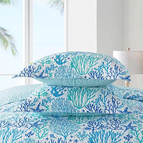 Vista 228 de NEWLAKE Juego de colcha de algodón, juego de colcha reversible de retazos, patrón floral hermoso europeo, tamaño King Beige,Floración clásica