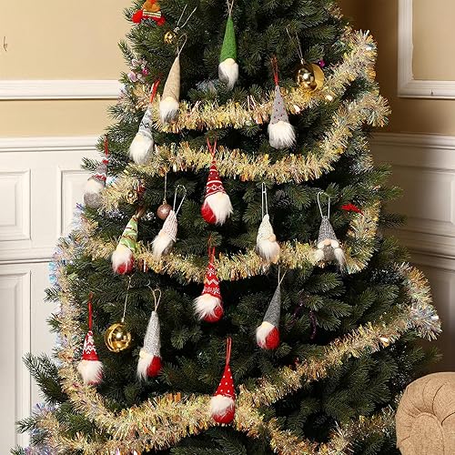 Miniatura 6 de 22 piezas de gnomos para árbol de Navidad, adornos colgantes hechos a mano, gnomos suecos Tomte, gnomos suecos, hechos a mano, gnomos de felpa, Papá