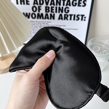 Sleep Mask 100% Mulberry Silk Eye Mask, Blinder for Total Blackout & Zero Pressure,Eye Mask for Sleeping with Travel Pouch & 2 Ear Plugs for Side Sleepers, Men & Women(Black)