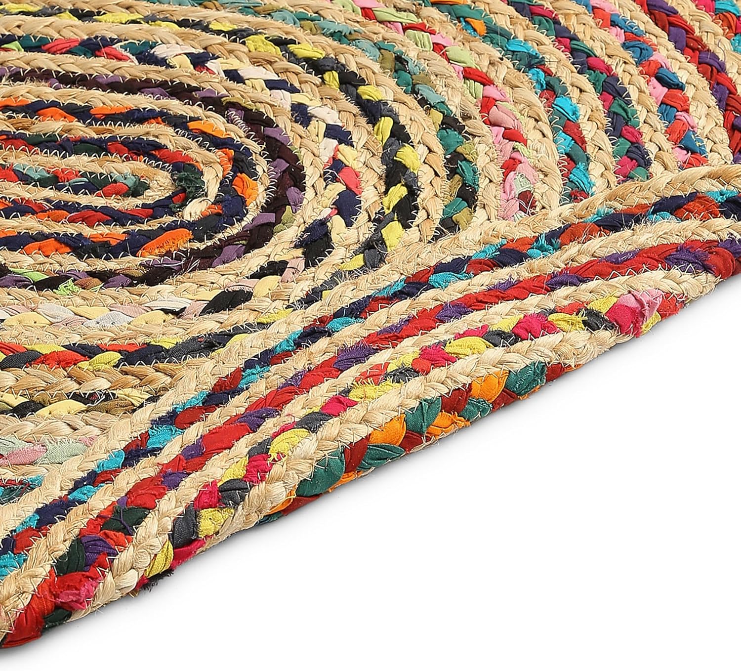 · REDEARTH · Jute Cotton Chindi Area Rug - 2'x3' Oval Rug, Handwoven, Non-Shedding, Soft & Durable – Multi Tones for Home Décor in Living Room, Dining Room, Bedroom
