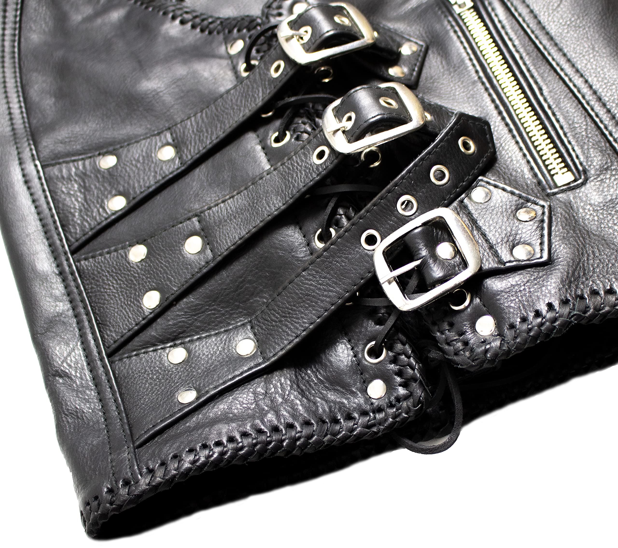 MDM Karabiner Biker Lederweste in schwarz